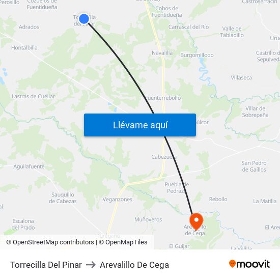 Torrecilla Del Pinar to Arevalillo De Cega map
