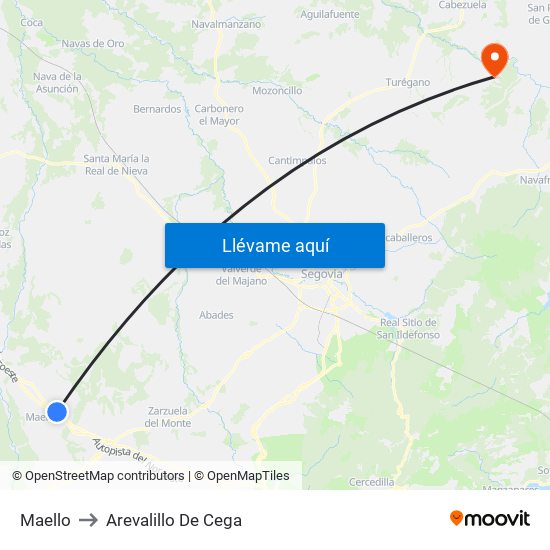 Maello to Arevalillo De Cega map