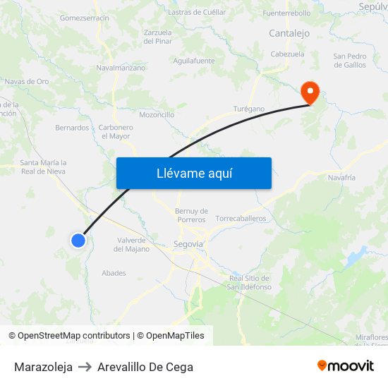 Marazoleja to Arevalillo De Cega map