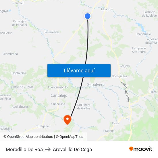 Moradillo De Roa to Arevalillo De Cega map