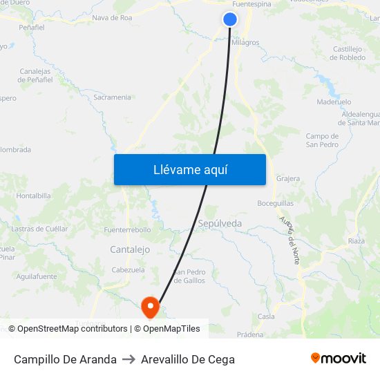Campillo De Aranda to Arevalillo De Cega map