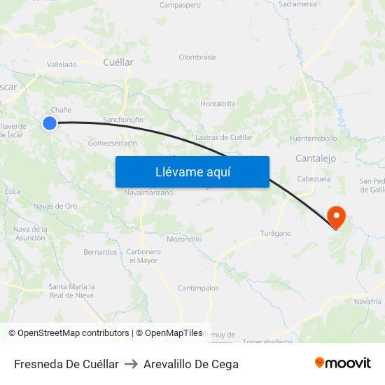 Fresneda De Cuéllar to Arevalillo De Cega map
