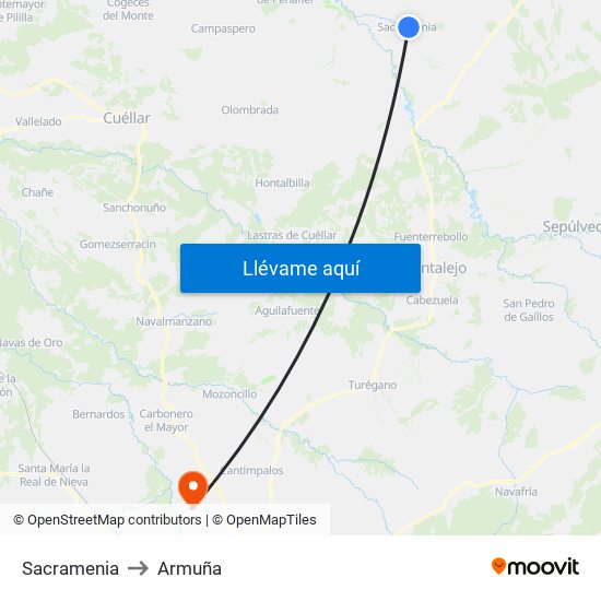 Sacramenia to Armuña map