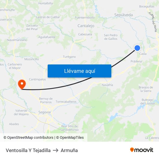 Ventosilla Y Tejadilla to Armuña map