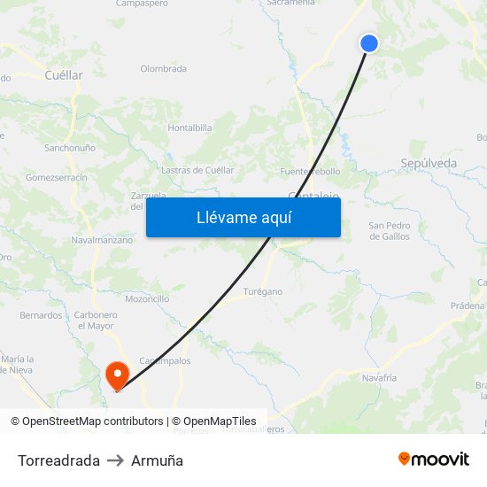 Torreadrada to Armuña map
