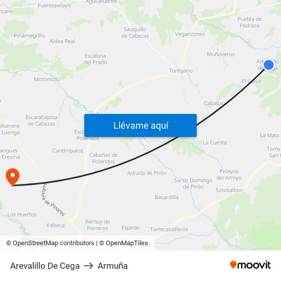 Arevalillo De Cega to Armuña map