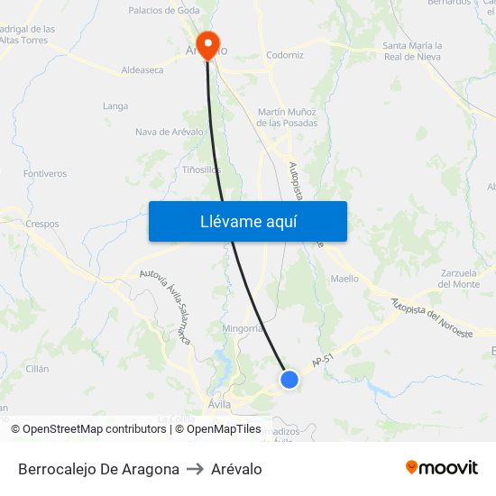 Berrocalejo De Aragona to Arévalo map