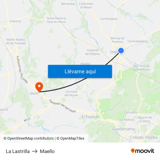 La Lastrilla to Maello map