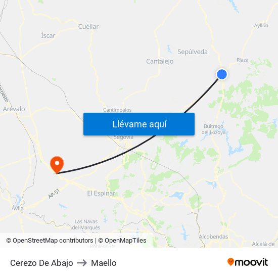 Cerezo De Abajo to Maello map