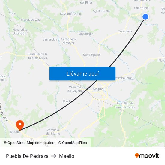 Puebla De Pedraza to Maello map