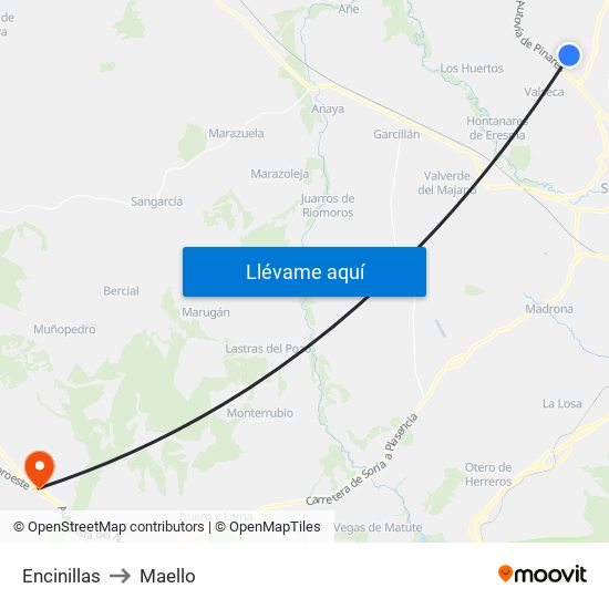 Encinillas to Maello map