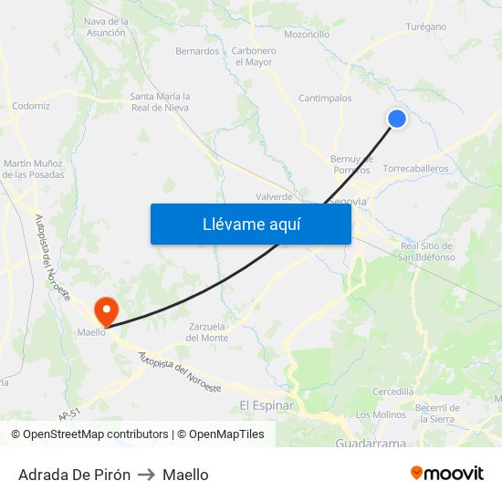 Adrada De Pirón to Maello map