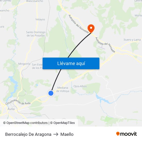 Berrocalejo De Aragona to Maello map