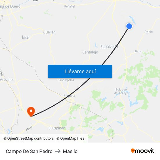 Campo De San Pedro to Maello map