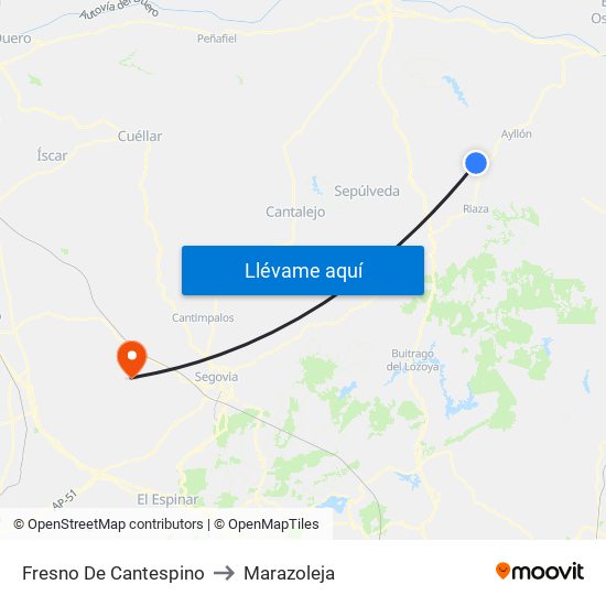 Fresno De Cantespino to Marazoleja map