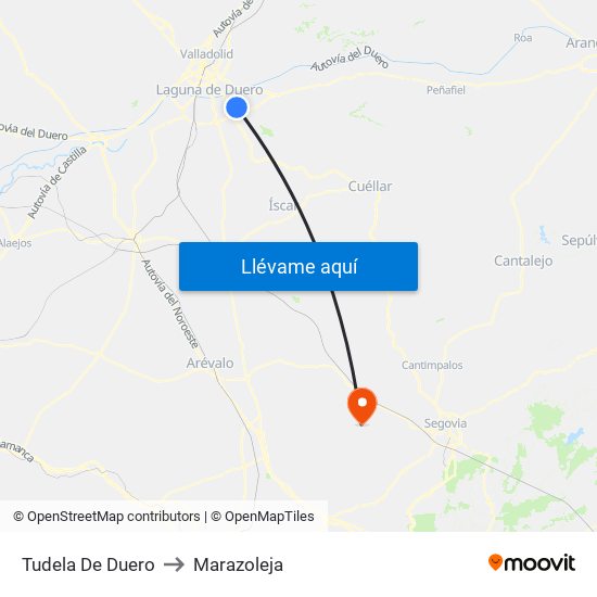 Tudela De Duero to Marazoleja map