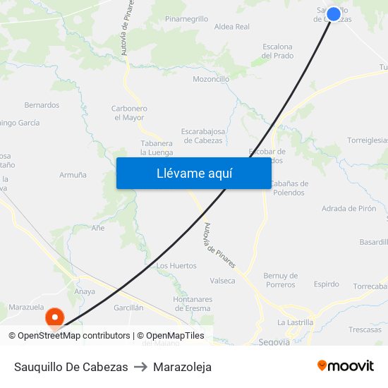 Sauquillo De Cabezas to Marazoleja map