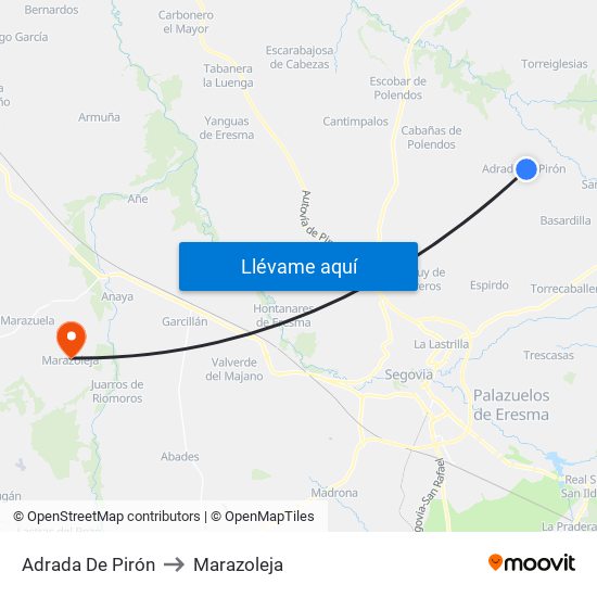 Adrada De Pirón to Marazoleja map
