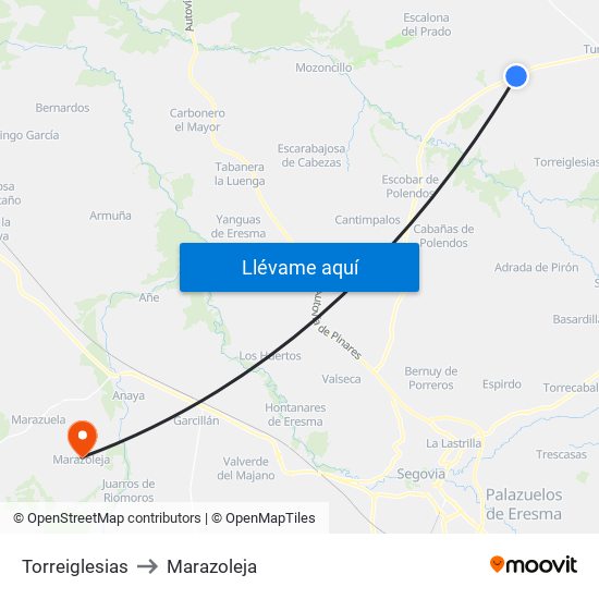 Torreiglesias to Marazoleja map