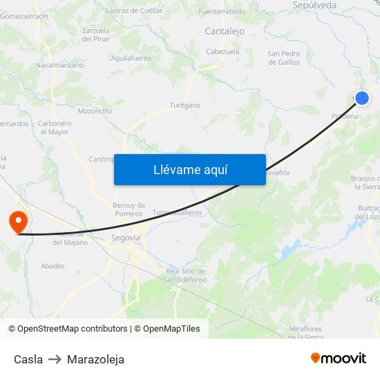 Casla to Marazoleja map