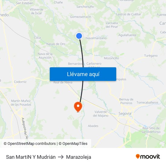 San Martí­N Y Mudrián to Marazoleja map