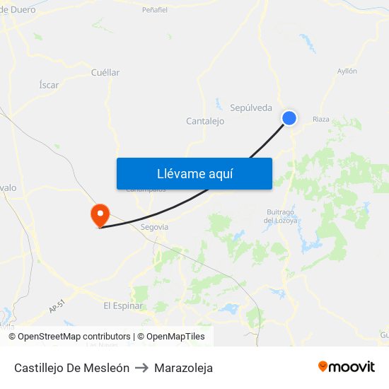 Castillejo De Mesleón to Marazoleja map