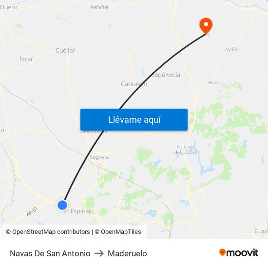 Navas De San Antonio to Maderuelo map