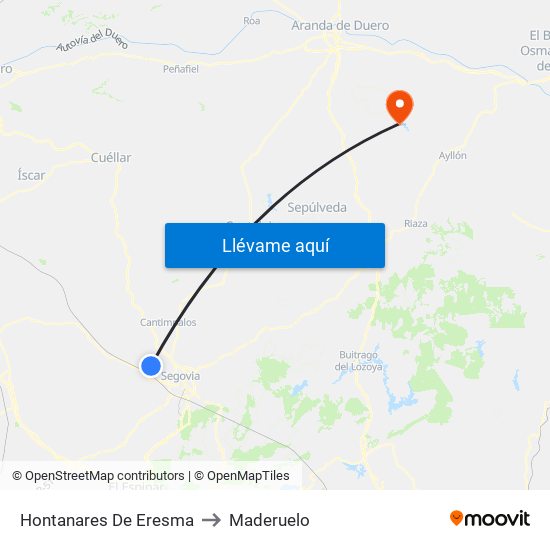 Hontanares De Eresma to Maderuelo map
