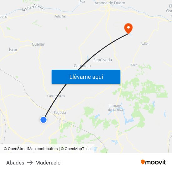 Abades to Maderuelo map