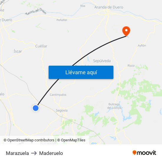 Marazuela to Maderuelo map