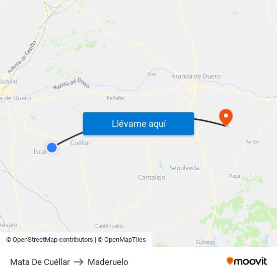 Mata De Cuéllar to Maderuelo map