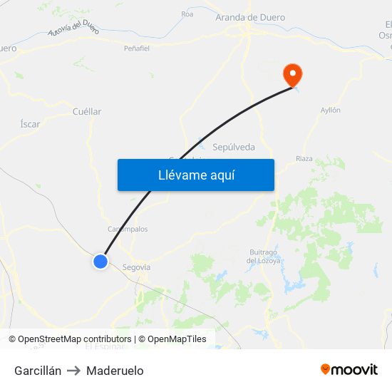 Garcillán to Maderuelo map