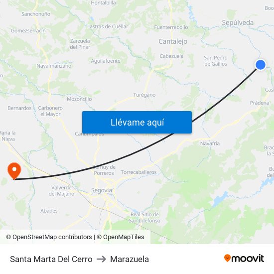 Santa Marta Del Cerro to Marazuela map