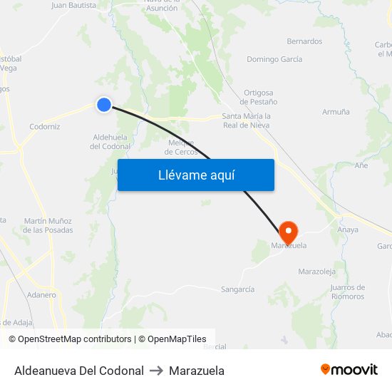 Aldeanueva Del Codonal to Marazuela map