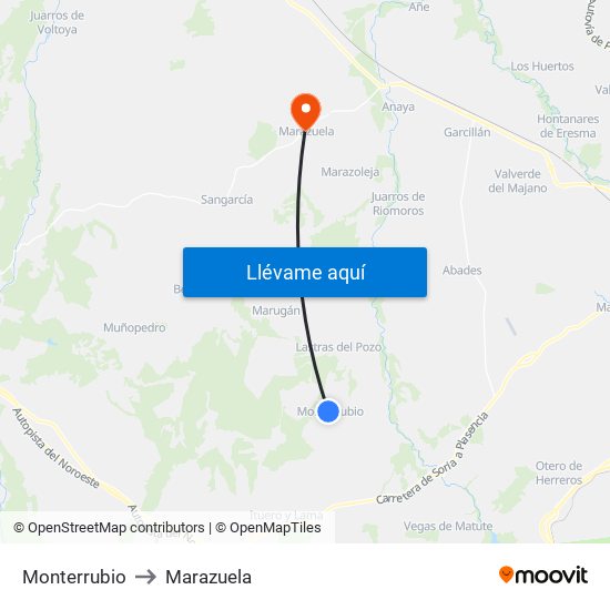 Monterrubio to Marazuela map