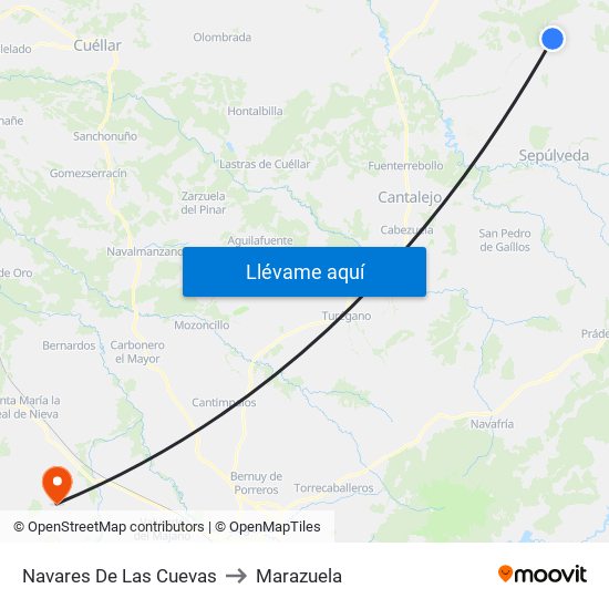 Navares De Las Cuevas to Marazuela map