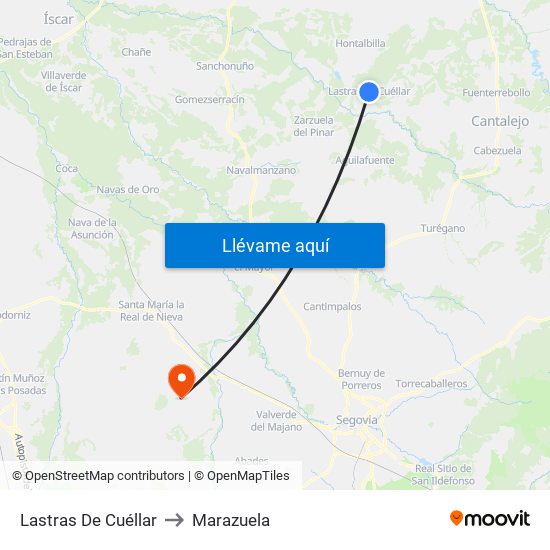 Lastras De Cuéllar to Marazuela map