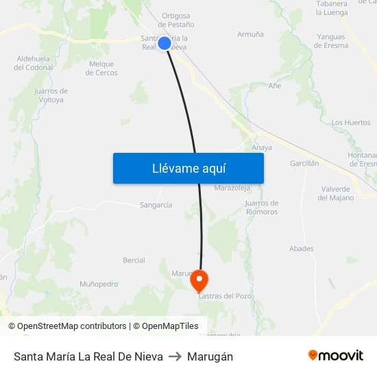 Santa María  La Real De Nieva to Marugán map