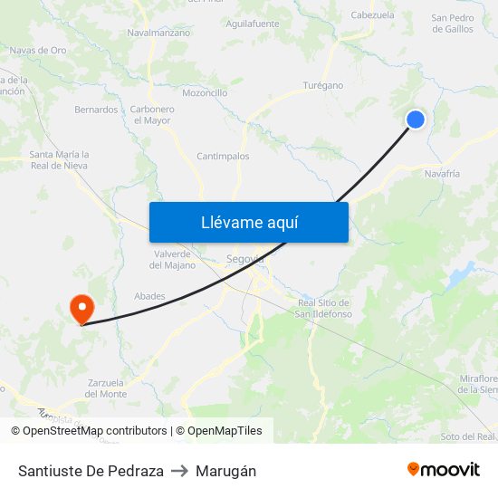 Santiuste De Pedraza to Marugán map