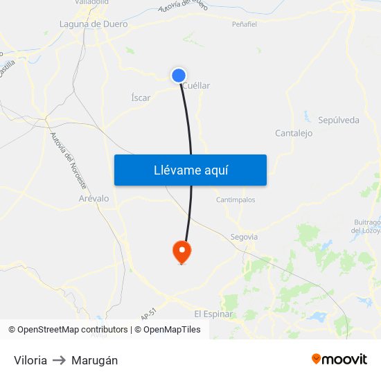 Viloria to Marugán map