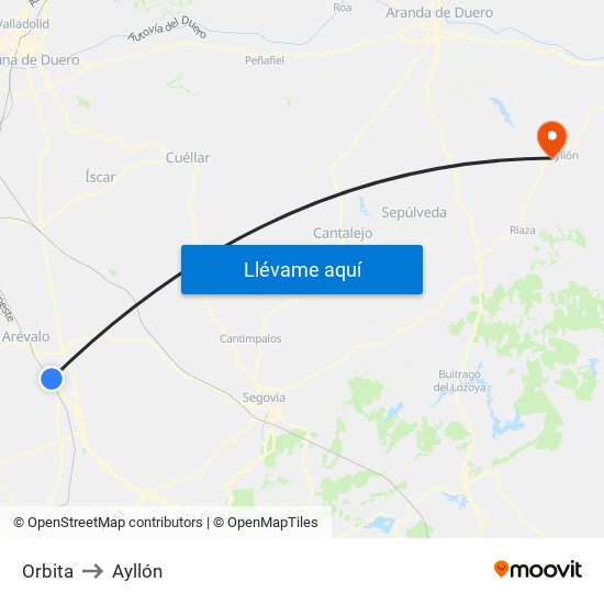 Orbita to Ayllón map