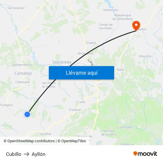 Cubillo to Ayllón map