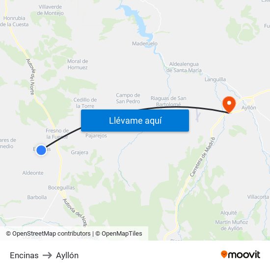 Encinas to Ayllón map