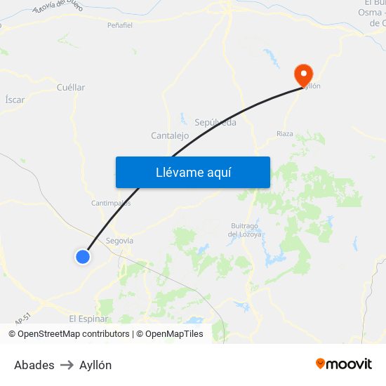 Abades to Ayllón map