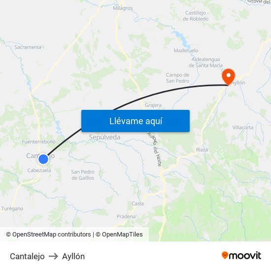 Cantalejo to Ayllón map