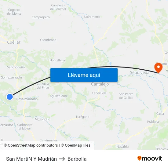 San Martí­N Y Mudrián to Barbolla map