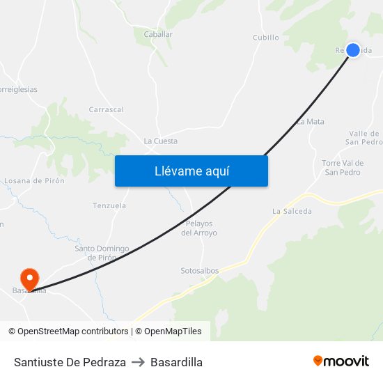 Santiuste De Pedraza to Basardilla map