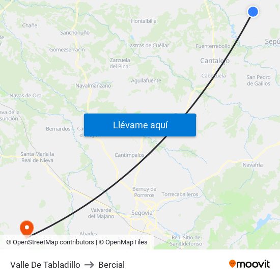 Valle De Tabladillo to Bercial map