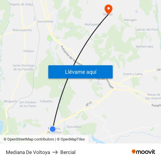 Mediana De Voltoya to Bercial map