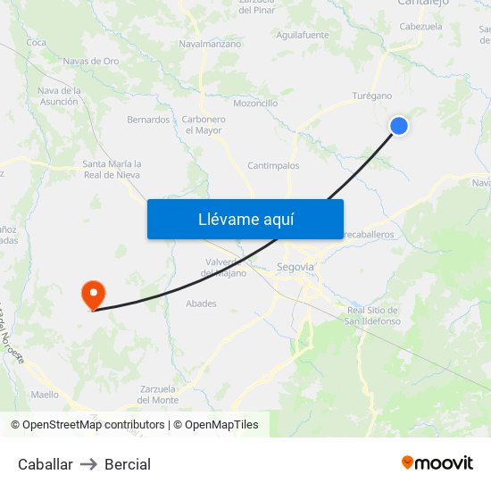 Caballar to Bercial map